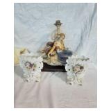 Vintage Lefton Porcelain Fan Vases