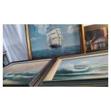 Three ocean paintings