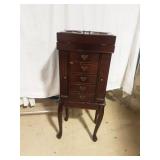 Vtg Jewelry Armoire With Flip Up 3-Way Mirror