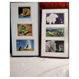 Five picture frames full of animals