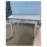 Country Style Table with Metal Top.