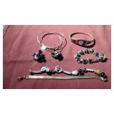 Five bracelets, 2  pair of earrings