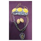 Bracelet, necklaces and earrings