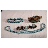 turqouise bracelet, and beaded bracelet