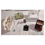 Glass jewelry dish, basket jewelry dish