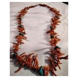 Handcrafted Coral and Turquoise  necklace