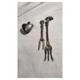 Heart earring and 2 forks