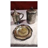 Silver plated plate, sugar bowl