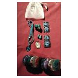 Pendant of Pope Pius, turqouise earrings