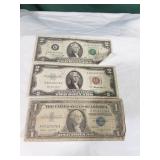 $ 2 Dollar Bills and silver certificate