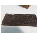 Antique Ohio License Plate 1924, Single