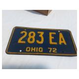 Vtg 1972 Ohio License Plate,  Single