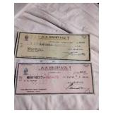 Pair of Vtg Heisey Co. Canceled Checks