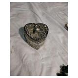 Metal Heart Shaped Trinket Box