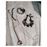 2 necklaces, 3 bracelets