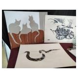 Marushka mid century Cat Painting on Canvas.