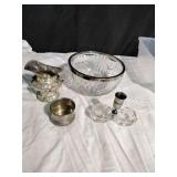 Silver plated creamer, cup an candle holder