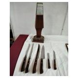 Vtg Flint Kitchen Knife Block