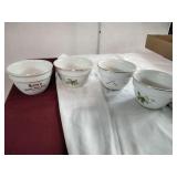 4 Hall Pottery Holly Bowls