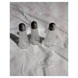 3 Crystal / Sterling Salt and Pepper Shakers