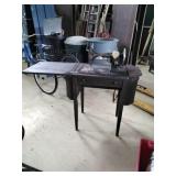 Vintage White Rotary Sewing Machine in Wood Table