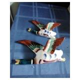 Mid-Century Ceramic Flying Ducks Wall Pockets