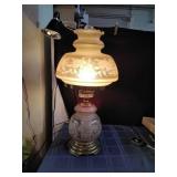 27" Quoizel Frosted Floral Glass Hurricane Lamp