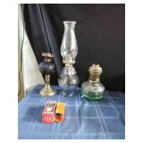Oil Lamp Trio Lot of 3