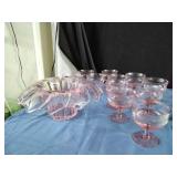 Pink Depression Glass Bowl and Cups