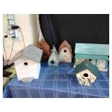 Wood Bird Houses and 1 Feeder