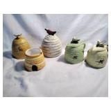 Set of 5 Ceramic Honey Jars