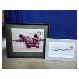 Pair of Airplane Prints, Framed