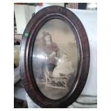 Antique Photo of Children on Wood Oval Frame