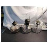 3 Vtg Table Oil Lamps