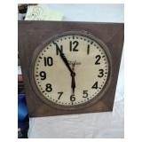 1930's Telechron Square Wood Wall Clock