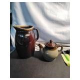 Hull Stoneware Pitcher and Teapot