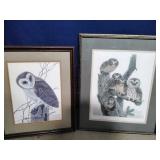 Pair of John Ruthven Owl Prints