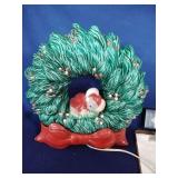 Ceramic Light Up Wreath With Sleeping Mouse
