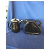 Glossy Black Teapot and Pitcher
