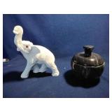 Alabaster Elephant & Marble Bowl