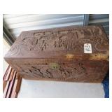 427 Japanese carved wooden chest