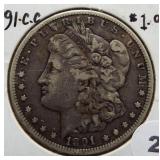 1891-CC Morgan Silver Dollar.