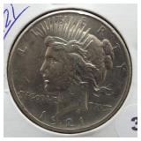 1921 Peace Silver Dollar.