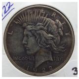 1922 Peace Silver Dollar.