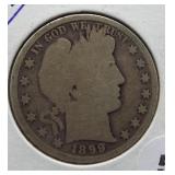 1899 Barber Silver Half Dollar.