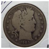 1903-S Barber Silver Half Dollar.