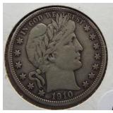 1910 Barber Silver Half Dollar.