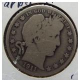 1911 Barber Silver Half Dollar.