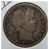 1914-S Barber Silver Half Dollar.