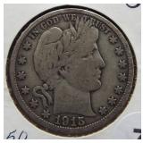 1915-S Barber Silver Half Dollar.